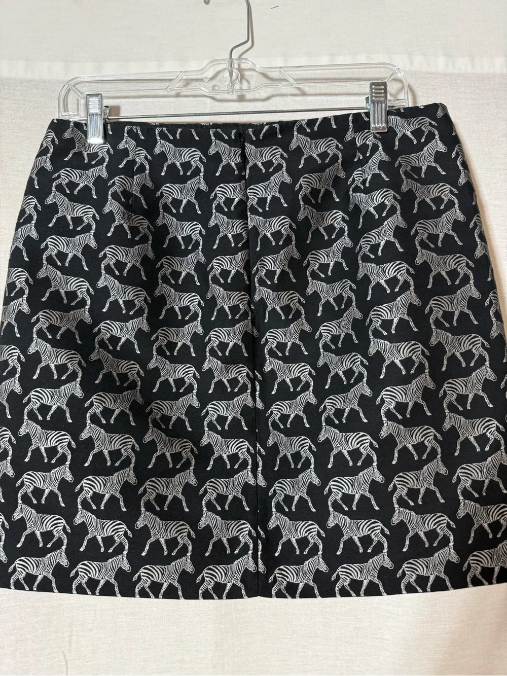 J. Crew Black Mini Skirt with White Zebra Print Size 6